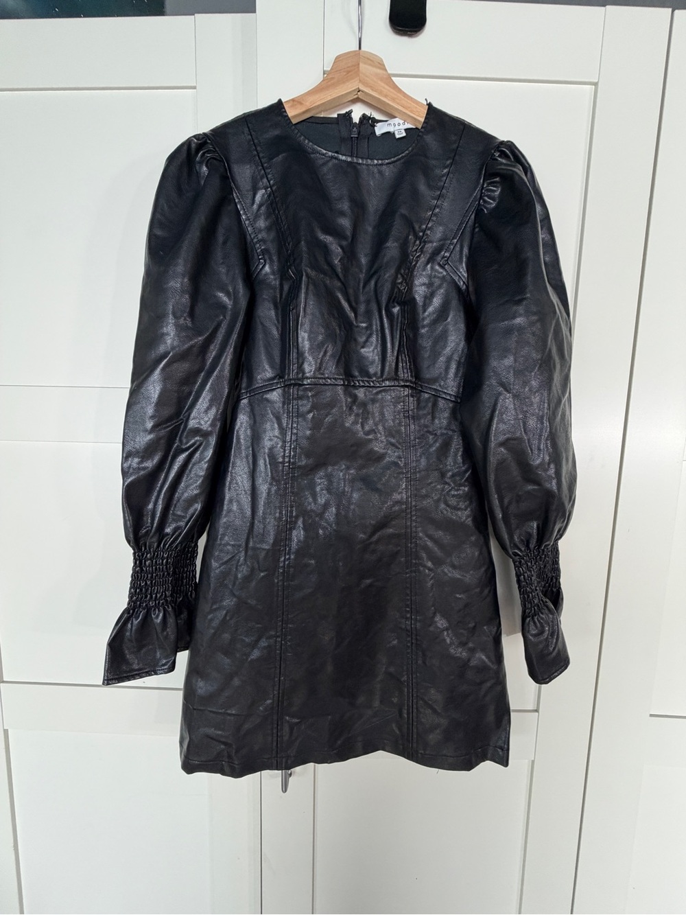 moodie Black Faux Leather Mini Dress B12